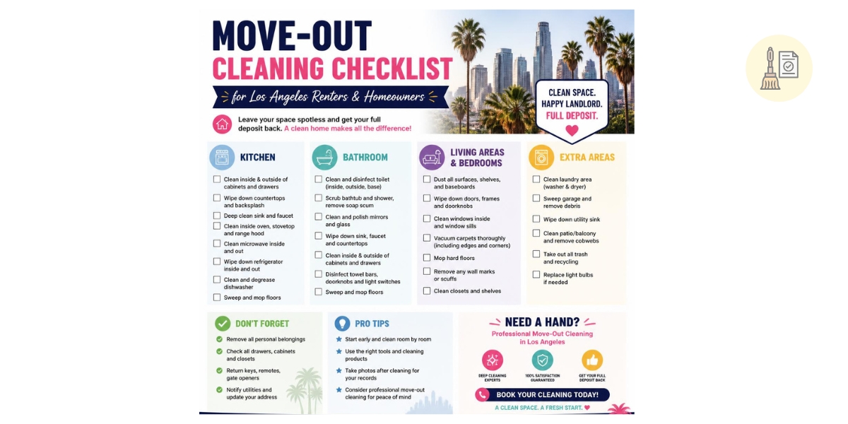 Move-Out Cleaning Checklist Los Angeles | Maid For LA